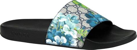 dark blue gucci slides|blue Gucci slides flower.